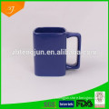 ceramic square mug, glazed ceramic mugs, blue stoneware casting mug